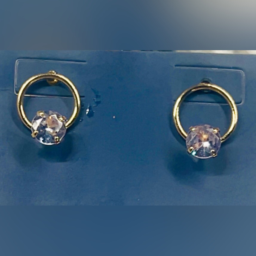 Elegant 14kt Gold Dip Circle Earrings With White Topaz Accents